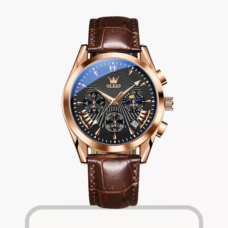 Olevs Chronograph Black Dial Men's Watch- 2876